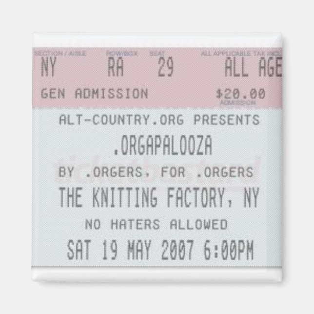 .Orgapalooza - Ticket Magnet (Front)