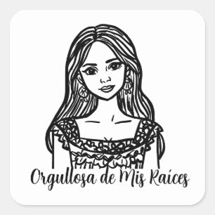 Orgullosa de Mis Raíces Mexican Line Art Square Sticker