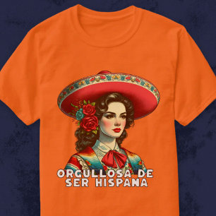 Orgullosa de ser Hispana Spanish Retro Mes Patrio T-Shirt