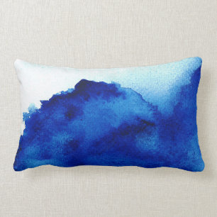 Orient Accent Watercolor Blue Lumbar Cushion