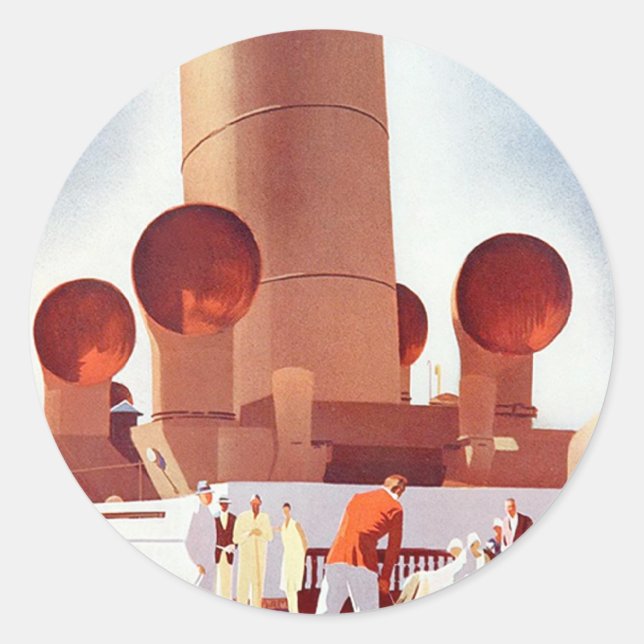 Orient Cruises Big Funnel Classic Round Sticker (Front)