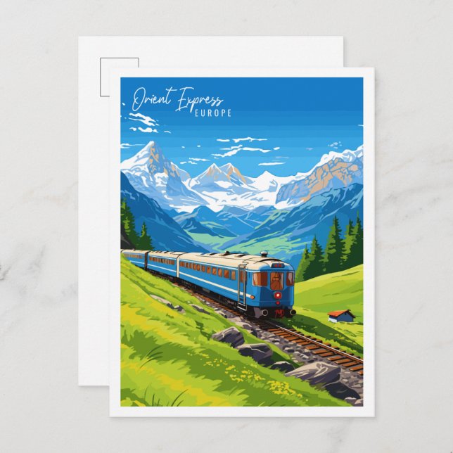 Orient Express Europe vintage travel illustration Postcard (Front/Back)