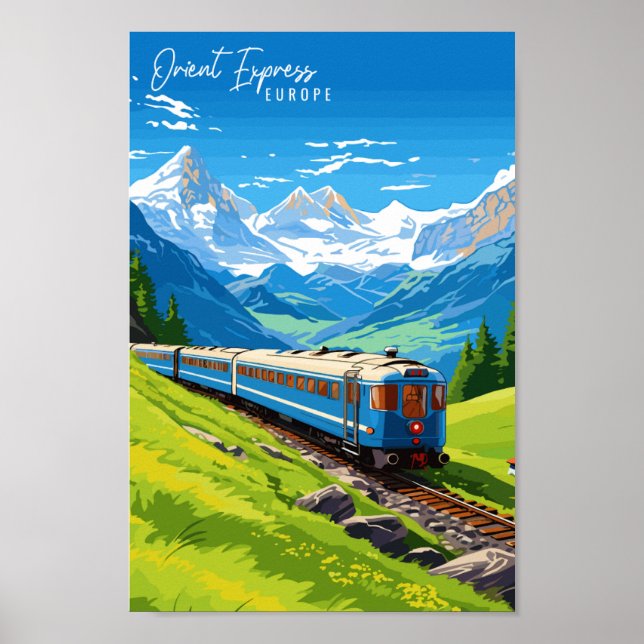 Orient Express Europe vintage travel illustration Poster (Front)