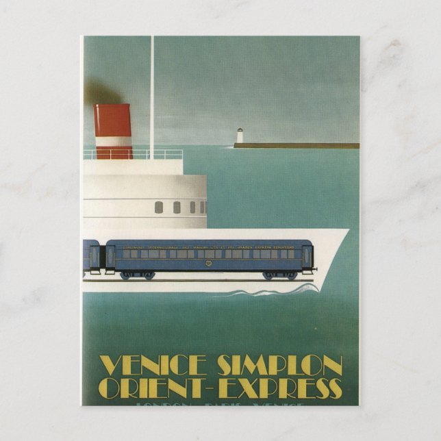 Orient Express Train Ferry Art Deco  Postcard (Front)