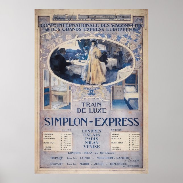Orient Express  Vintage Train Travel Print 1906 (Front)