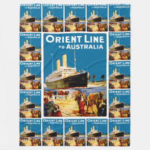 Orient Line to Australia Fleece Blanket