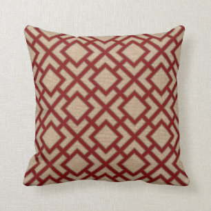 Orient Square Pattern in Red and Natural Look Cushion