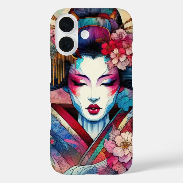 Oriental abstract Geisha sakura flowers tattoo Case-Mate iPhone Case (Back)