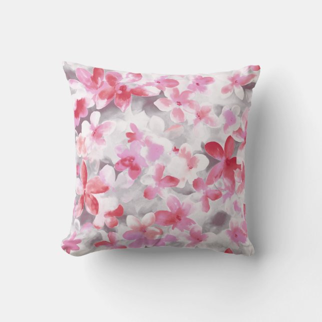 Oriental Accent Japanese Floral Soft Colours Pink- Cushion (Front)