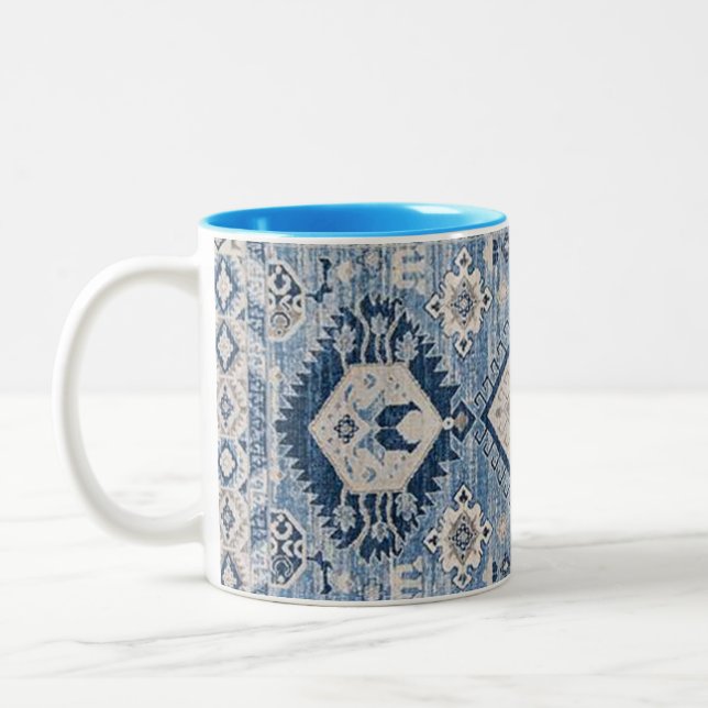 Oriental Antique Blue Kilim Rug    Two-Tone Coffee Mug (Left)