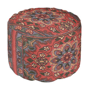 Oriental Antique Persian Turkish Floral Carpet Pouf