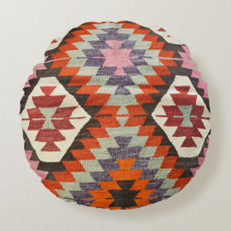 Oriental Antique Persian Turkish Kilim Carpet Round Cushion