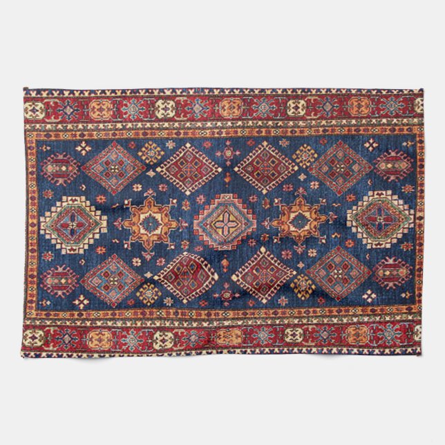 Oriental Antique Turkis Rug Pattern Tea Towel (Horizontal)