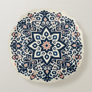 Oriental Arabesque Majestic Motifs Round Cushion
