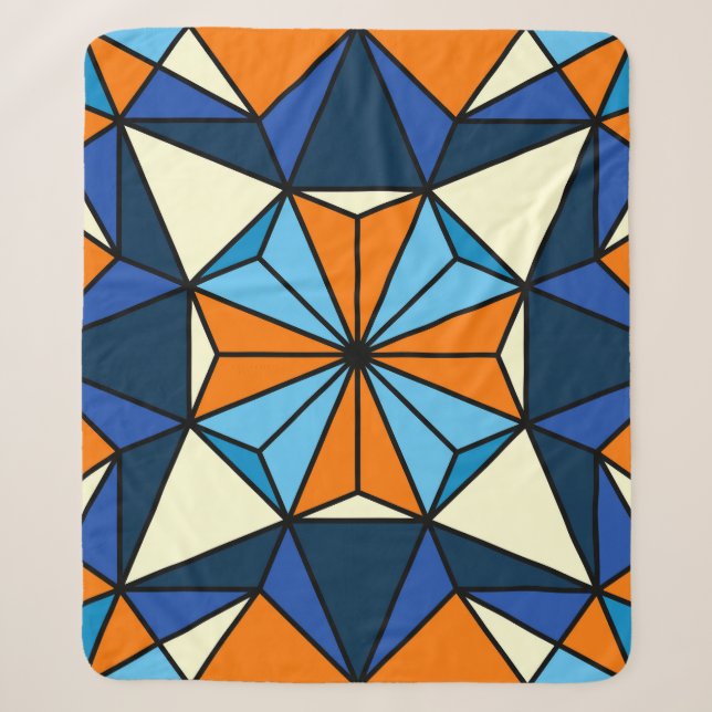 Oriental Arabic Geometric Seamless Pattern Sherpa Blanket (Front)