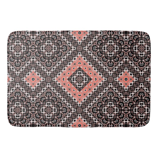 Oriental, Arabic, ornament, brown, red, ethnic Bath Mat (Front)