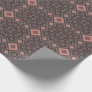 Oriental, Arabic, ornament, brown, red, ethnic, Wrapping Paper