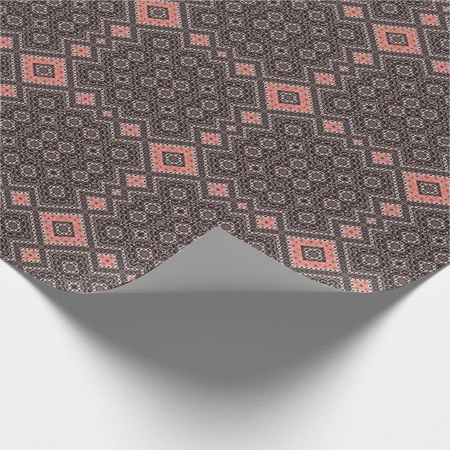 Oriental, Arabic, ornament, brown, red, ethnic, Wrapping Paper (Corner)