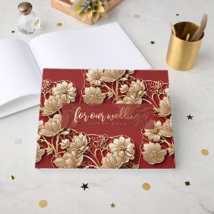 Oriental Art Deco Florals Custom Foil Wedding Guest Book