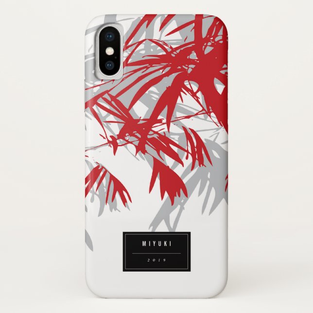 Oriental Asian Chinese Red Bamboo Leaves Zen Case (Back)