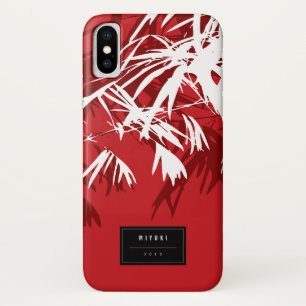 Oriental Asian Chinese Red Bamboo Leaves Zen Case