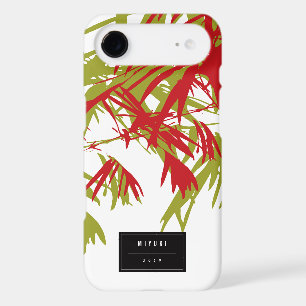 Oriental Asian Chinese Red Green Bamboo Leaves Zen