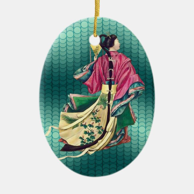 Oriental Beauty Ceramic Tree Decoration (Front)