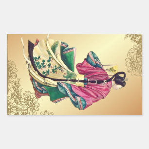 Oriental Beauty Rectangular Sticker