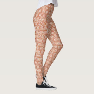 Oriental Beige Ensyucha Asanoha Japan Pattern Leggings