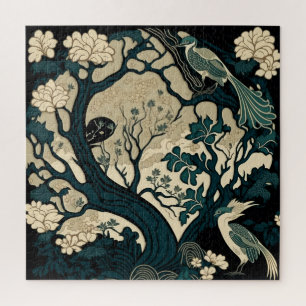 Oriental Bird Art Square Japanese  Jigsaw Puzzle