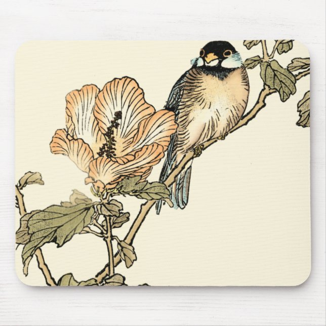 Oriental Bird Perched on Branch Mouse Pad (Front)