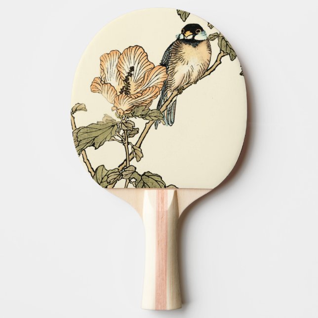Oriental Bird Perched on Branch Ping Pong Paddle (Front)