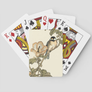 Oriental Bird Perched on Branch Playing Cards