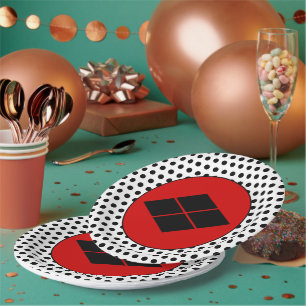 Oriental Black Red White Takeda Japan Mon Art Paper Plate