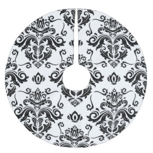 Oriental Black & White: Classic Texture Brushed Polyester Tree Skirt