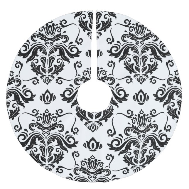 Oriental Black & White: Classic Texture Brushed Polyester Tree Skirt (Front)