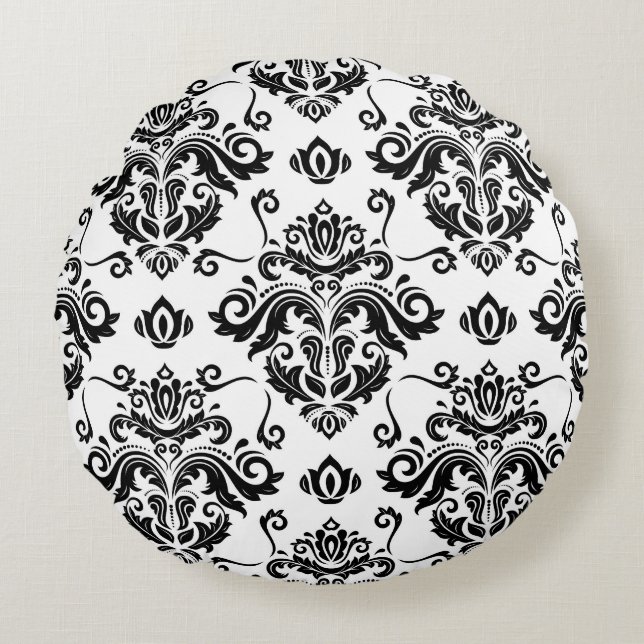Oriental Black & White: Classic Texture Round Cushion (Front)