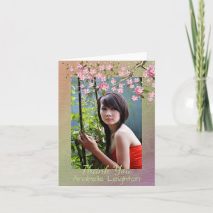 Oriental Blossom Photo Graduation Thank You Card