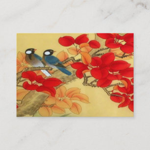 Oriental BLue Birds and Fall Leaves Business Card