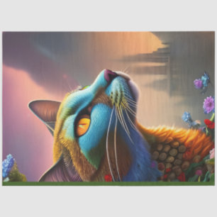 Oriental blue calico wild cat, Fantasy Tissue Paper
