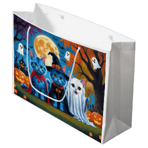 Oriental Blue Cats Pumpkin Halloween Funny Large Gift Bag
