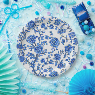 Oriental Blue Chinoiserie Paper Plate