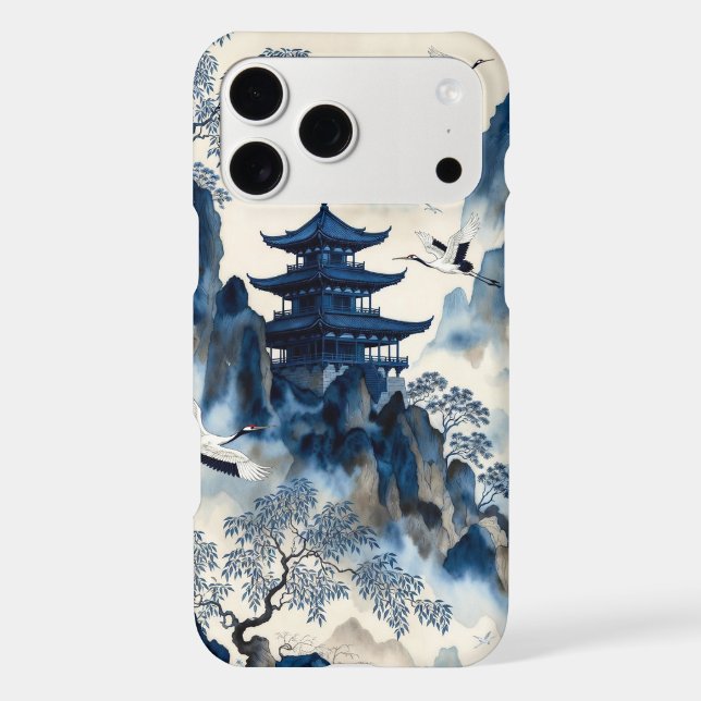 Oriental Blue Floral Pagoda Aesthetic (Back)