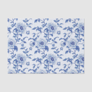 Oriental Blue Floral Pattern with White Background Tissue Paper