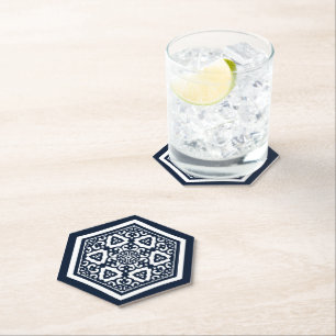 Oriental Blue Ottoman Turkish Tracery Oriental Art Paper Coaster