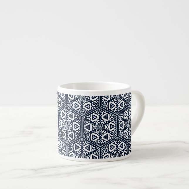 Oriental Blue Ottoman Turkish Tracery Vector Art Espresso Cup (Front Right)