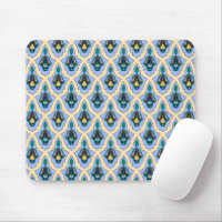 Oriental Blue Yellow Moroccan Arabic Tracery