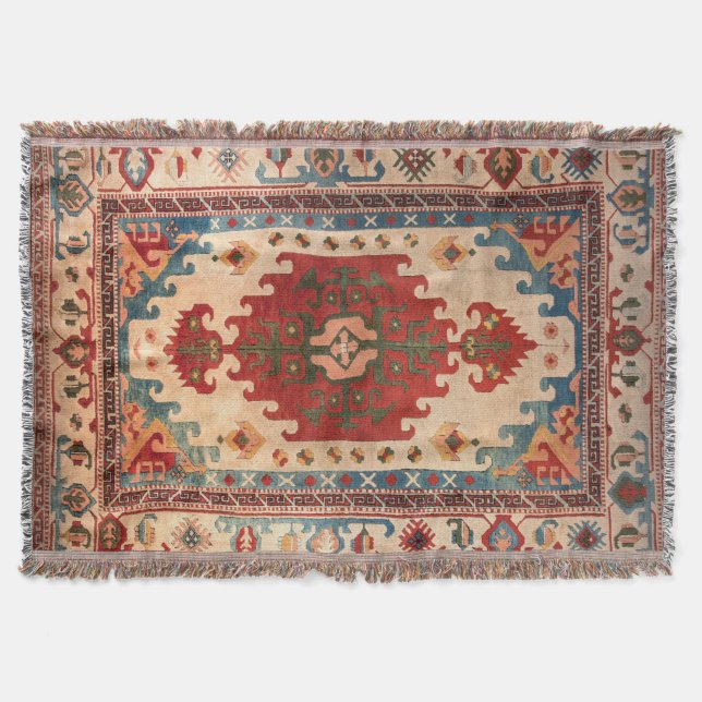 Oriental Carpet Rug Throw Blanket (Front)