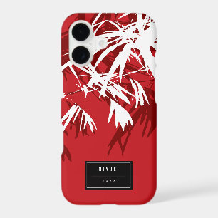 Oriental Chic Asian Chinese Red Bamboo Leaves Zen