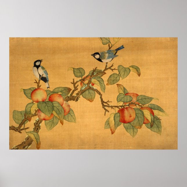 Oriental Chinese Birds And Fruit Poster (Front)